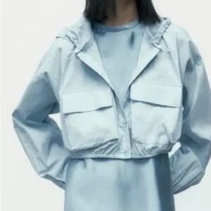 Zara light weight cropped utility/bomber hoodie.